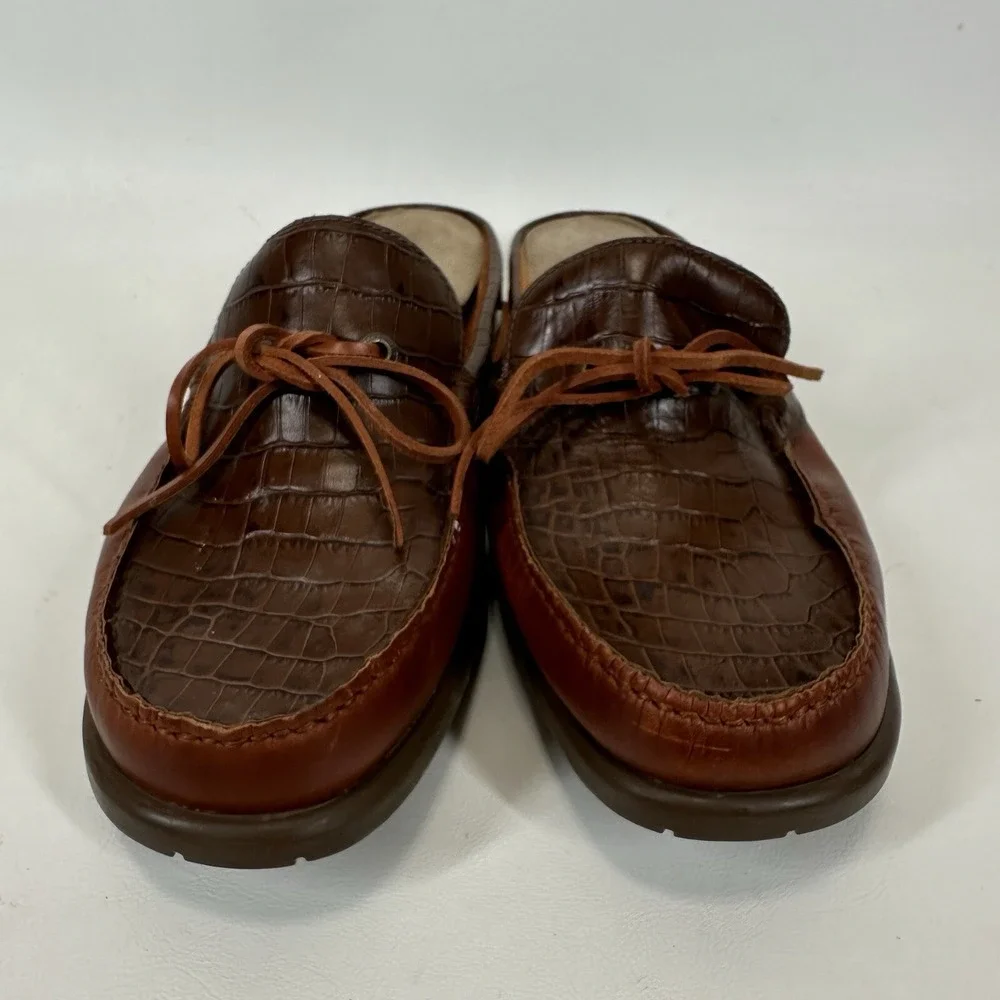 Rockport Nautical Boat Slide Shoes Women's Size 9 M Brown Leather